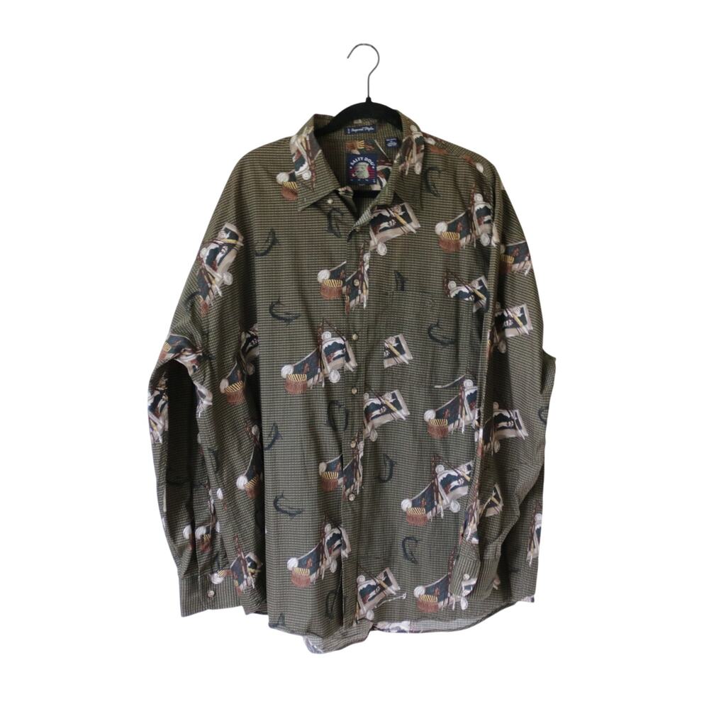 Men's Salty Dog Button Down Fishing‎ Shirt Long Sleeve XL 100% Cotton